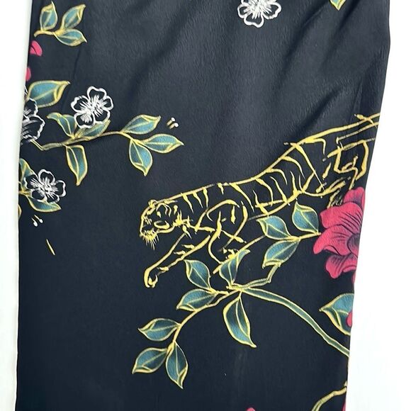 Karen Millen Faux Wrap Jumpsuit Black Tropical Floral Print Long Sleeves US 2 - Picture 10 of 14